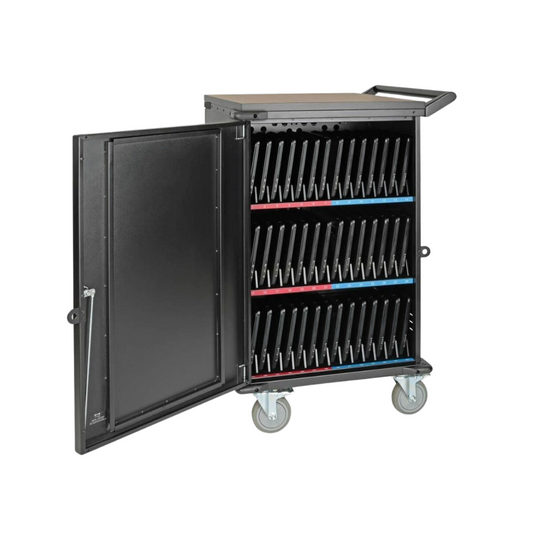 Eaton Tripp Lite 42-Device AC Charging Cart – For Laptops & Chromebooks, 120V, 3-Shelf Steel Cabinet, 10 ft. Power Cord, Black