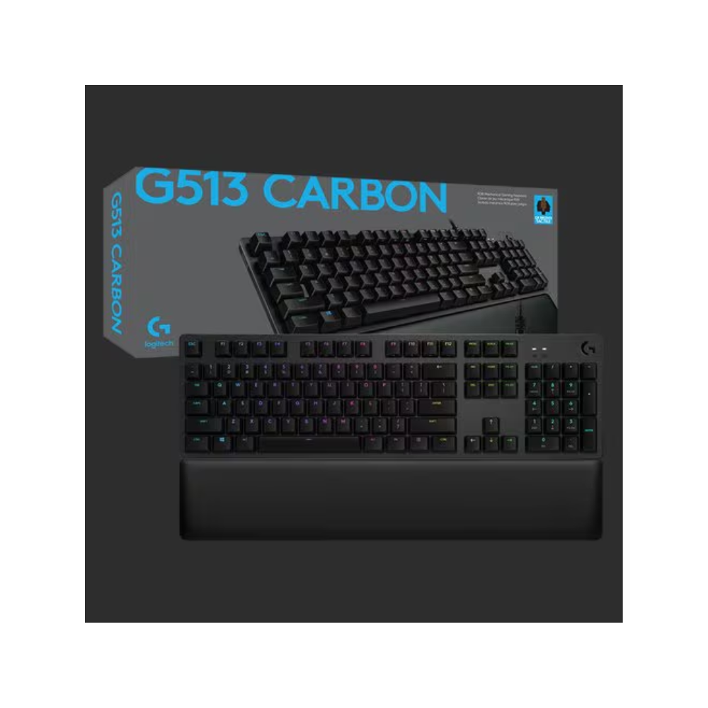 Logitech G513 CARBON LIGHTSYNC RGB Mechanical Gaming Keyboard with GX Brown Switches – USB 2.0 Type-A – English Layout – Carbon