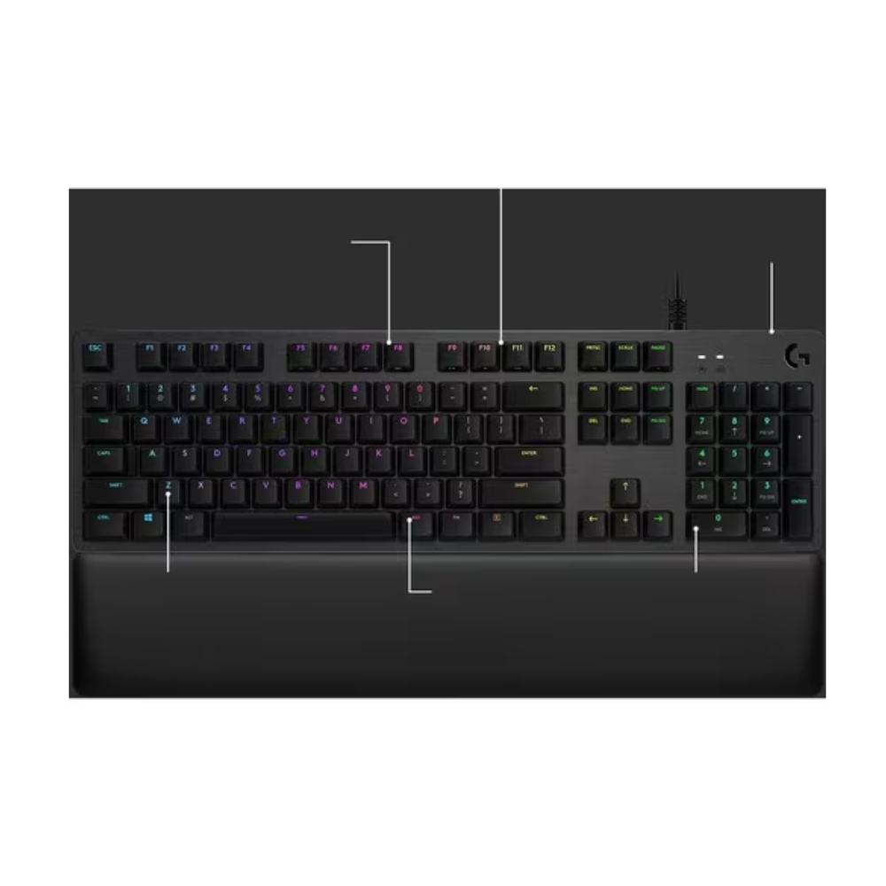 Logitech G513 CARBON LIGHTSYNC RGB Mechanical Gaming Keyboard with GX Brown Switches – USB 2.0 Type-A – English Layout – Carbon
