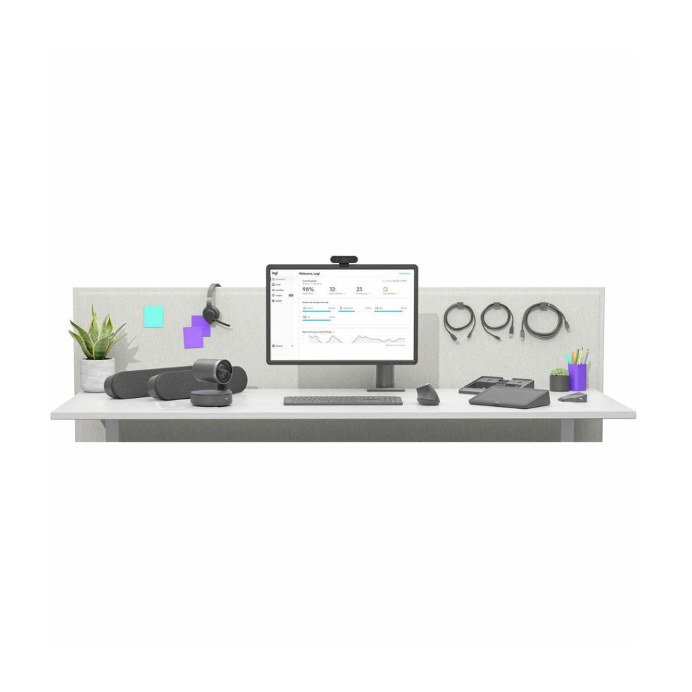 Logitech Tap Touch Controller - For Video Conferencing, Meeting Room - HDMI In - USB - Tabletop, Wall Mountable, Riser Mount - Black