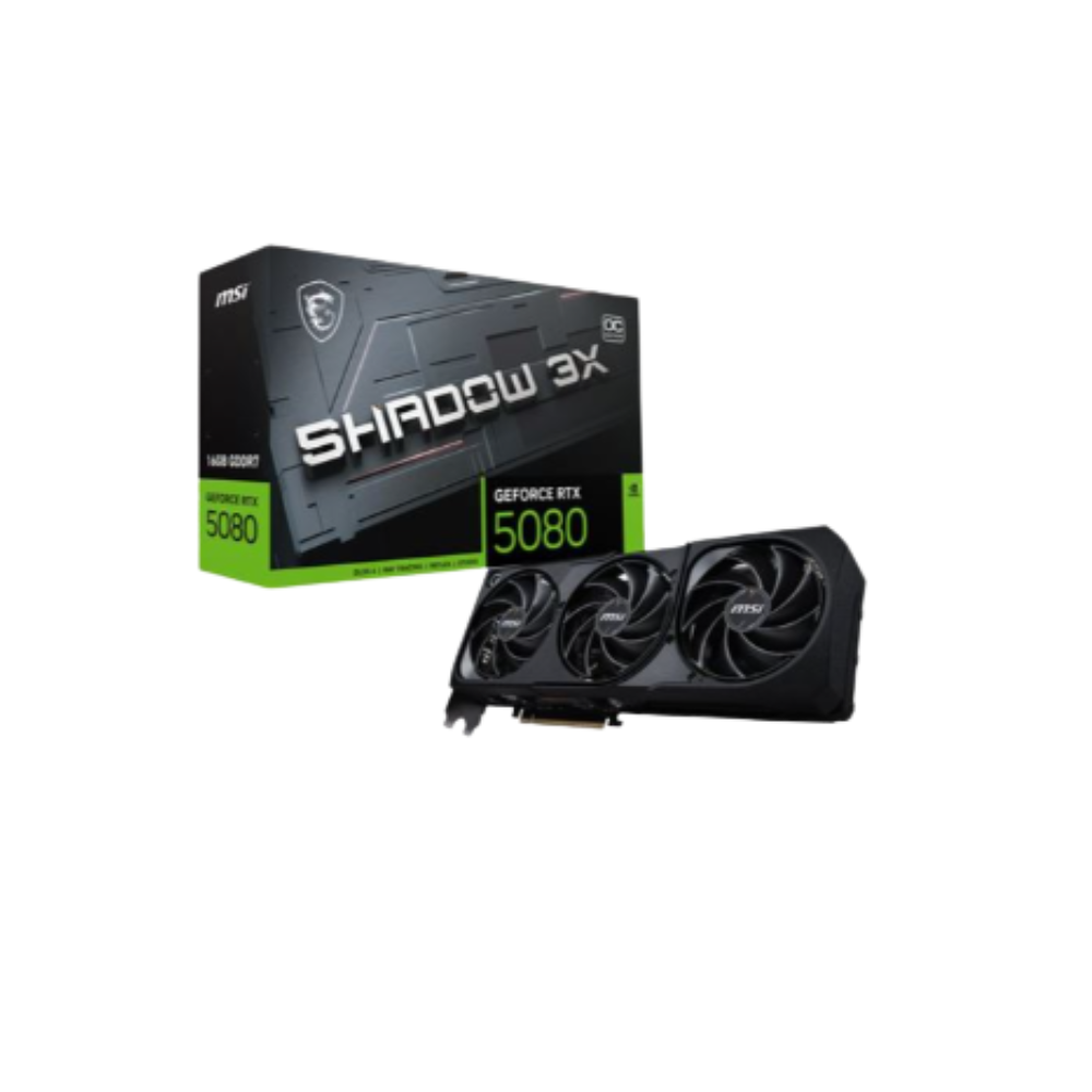 MSI NVIDIA GeForce RTX 5080 SHADOW 3X Overclocked Triple Fan 16GB GDDR7 PCIe 5.0 Graphics Card