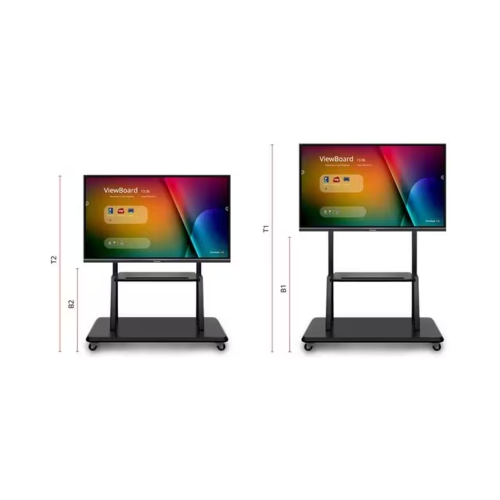 ViewSonic VB-STND-001 Mobile TV Cart for 55"–86" Displays – Supports up to 265 lbs – VESA 400x200 to 900x600 – Tray & Locking Wheels