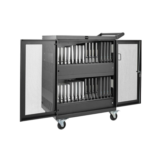 Eaton Tripp Lite 32-Device AC Charging Cart – For Laptops & Chromebooks, Wall-Mount Option, Black