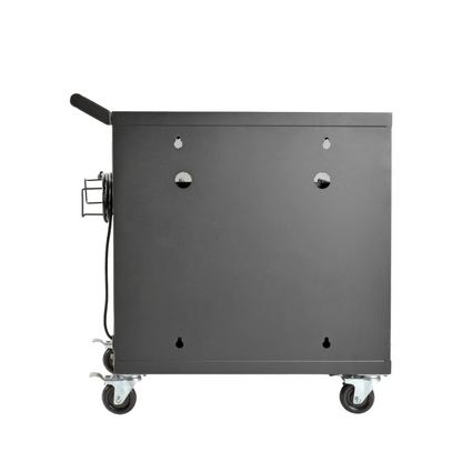 Eaton Tripp Lite 32-Port USB Charging Cart – Secure Storage for Tablets, iPad & Android, Wall-Mountable, 4" Casters, Steel, Black
