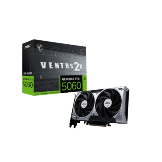 MSI NVIDIA GeForce RTX 5060 Ventus 2X Overclocked Dual Fan 8GB GDDR7 PCIe 5.0 Graphics Card