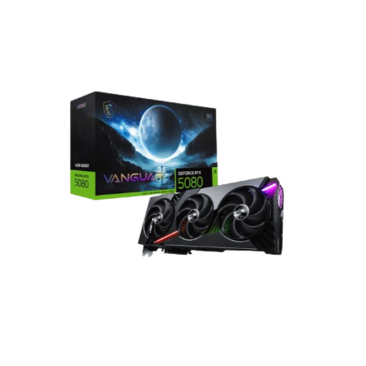 MSI NVIDIA GeForce RTX 5080 VANGUARD SOC Overclocked Triple Fan 16GB GDDR7 PCIe 5.0 Graphics Card