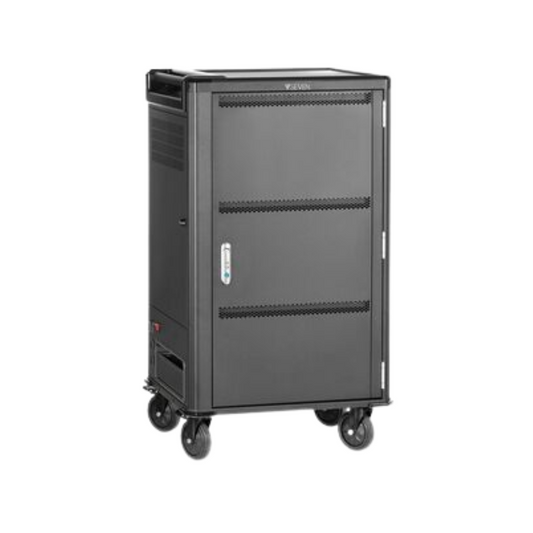 V7 36-Device USB-C PD Charging Cart – Pre-Wired, 65W USB-C Power Delivery, 5" Casters, Supports Laptops & Tablets up to 16" – Black