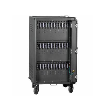 V7 36-Device USB-C PD Charging Cart – Pre-Wired, 65W USB-C Power Delivery, 5" Casters, Supports Laptops & Tablets up to 16" – Black