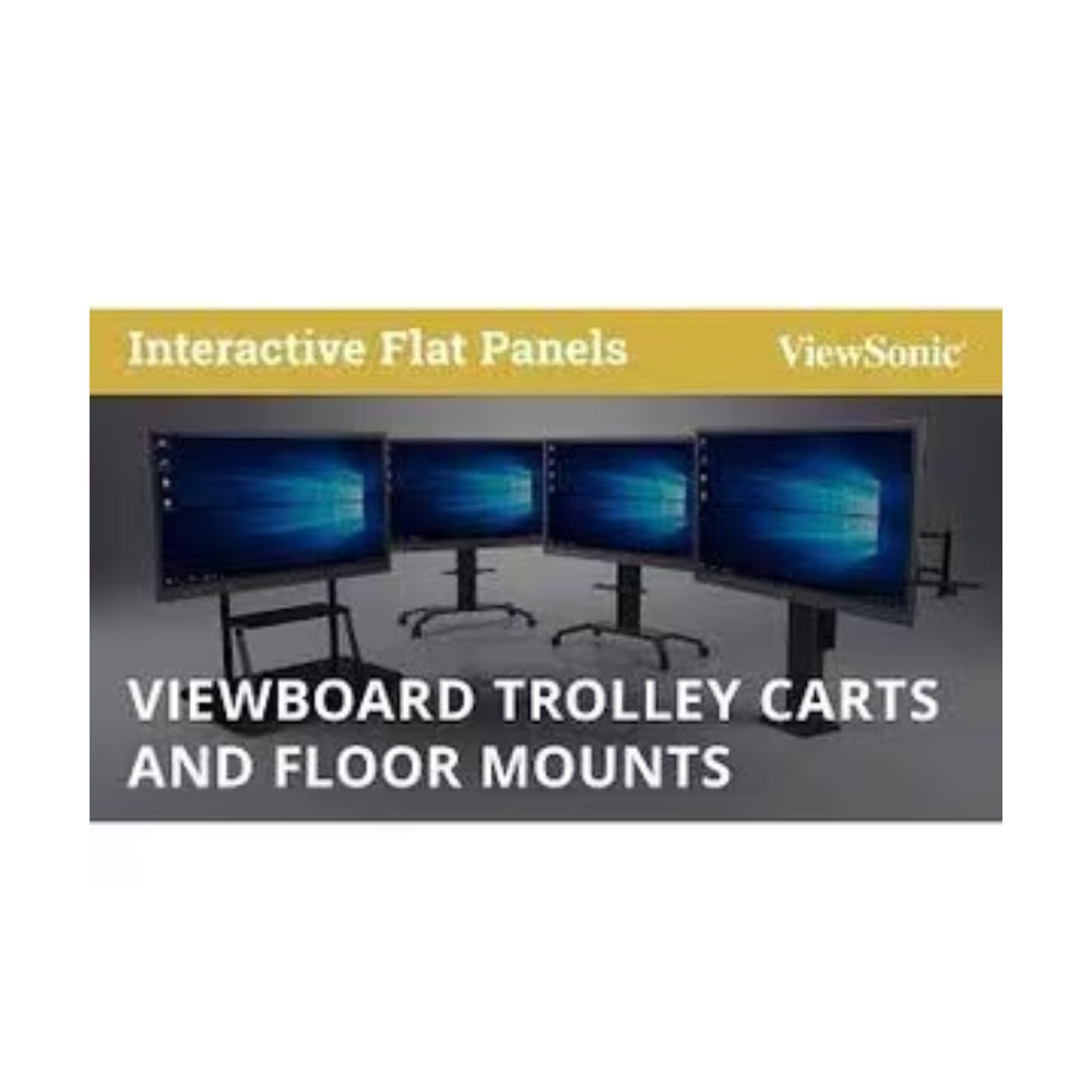 ViewSonic VB-STND-001 Mobile TV Cart for 55"–86" Displays – Supports up to 265 lbs – VESA 400x200 to 900x600 – Tray & Locking Wheels
